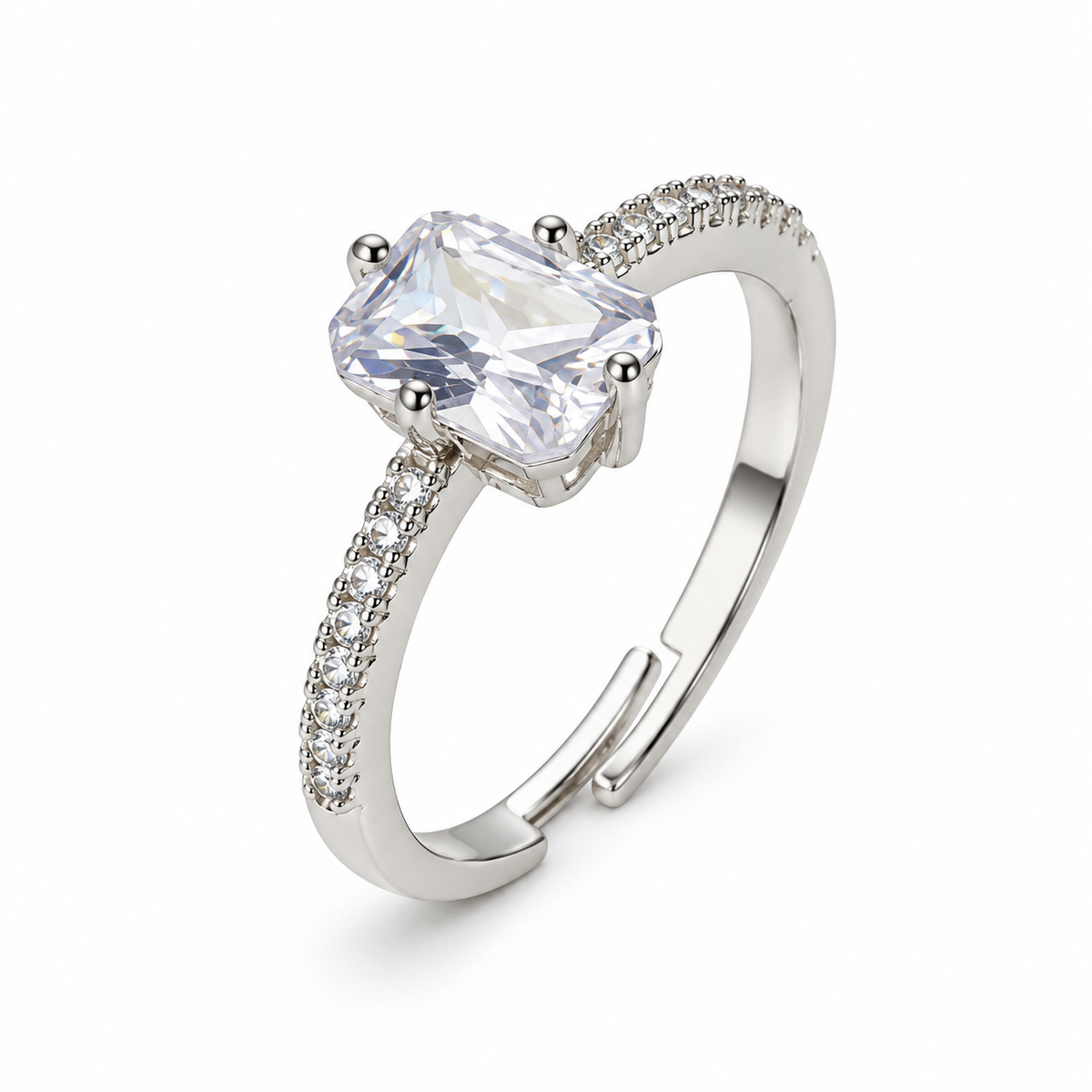 Radiant Crystal Silver-Tone Adjustable Ring – BELVYA