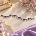 Purple Crystal Vine Bracelet – Elegant Silver-Tone Leaf Design