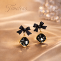 Black Bow Crystal Drop Earrings