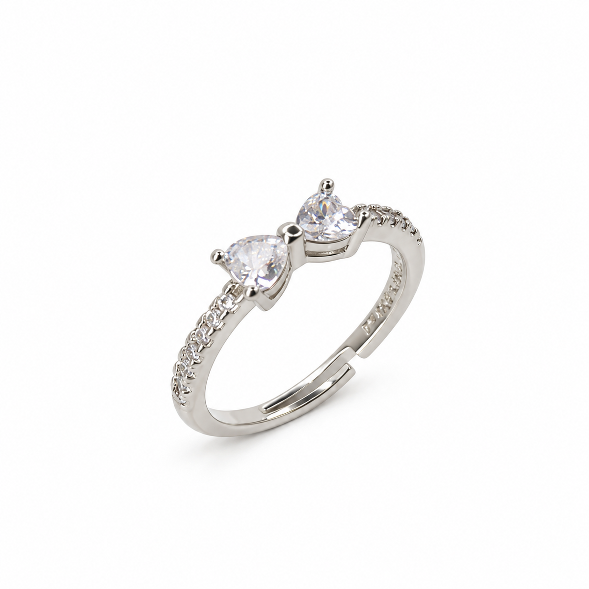 Elegant Silver Bow Crystal Ring for Women – Sparkling Adjustable Artificial Jewellery