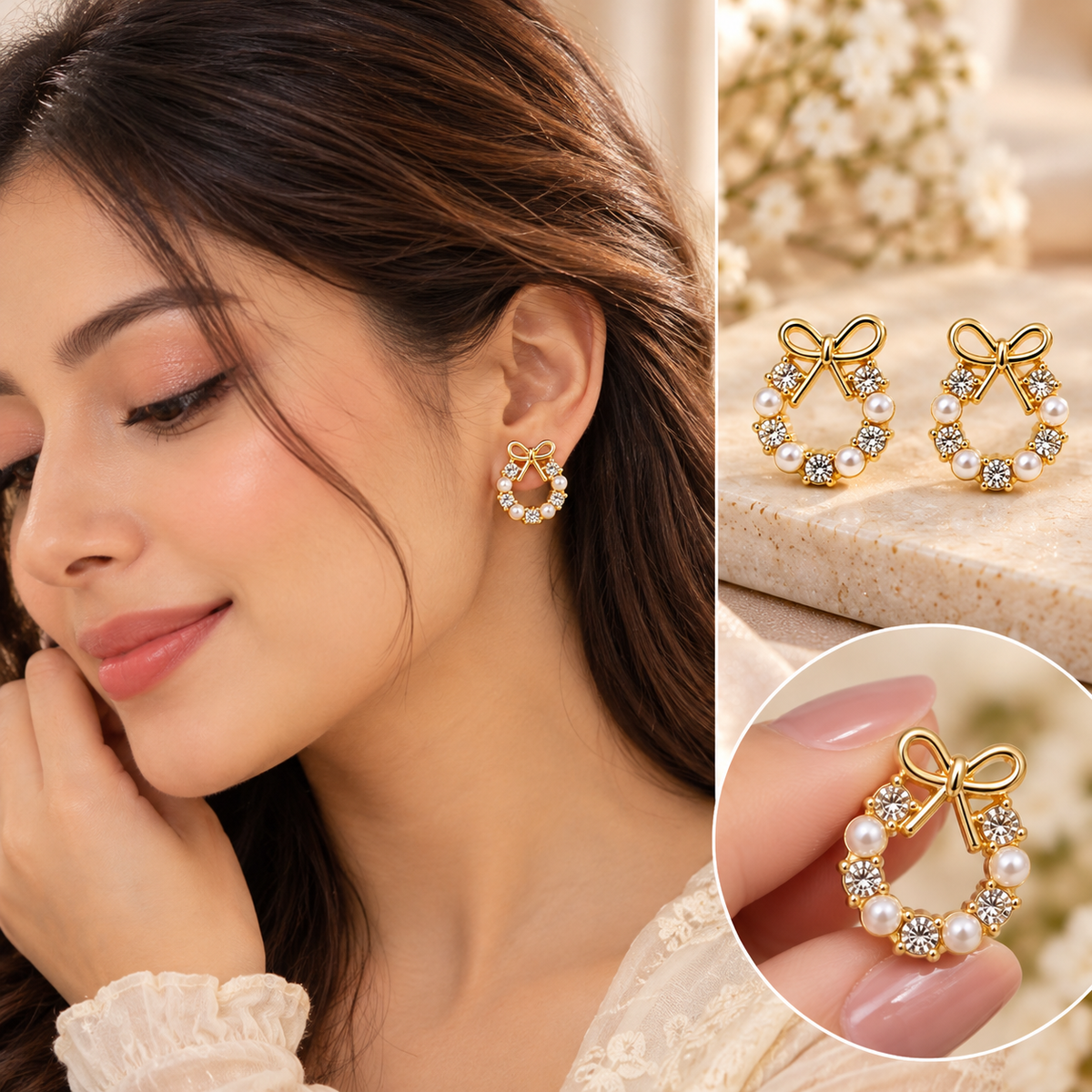 Crystal Hoop Stud Earrings