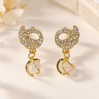 Gold-Tone Crystal Swirl Drop Earrings with Pearl-Look Accent