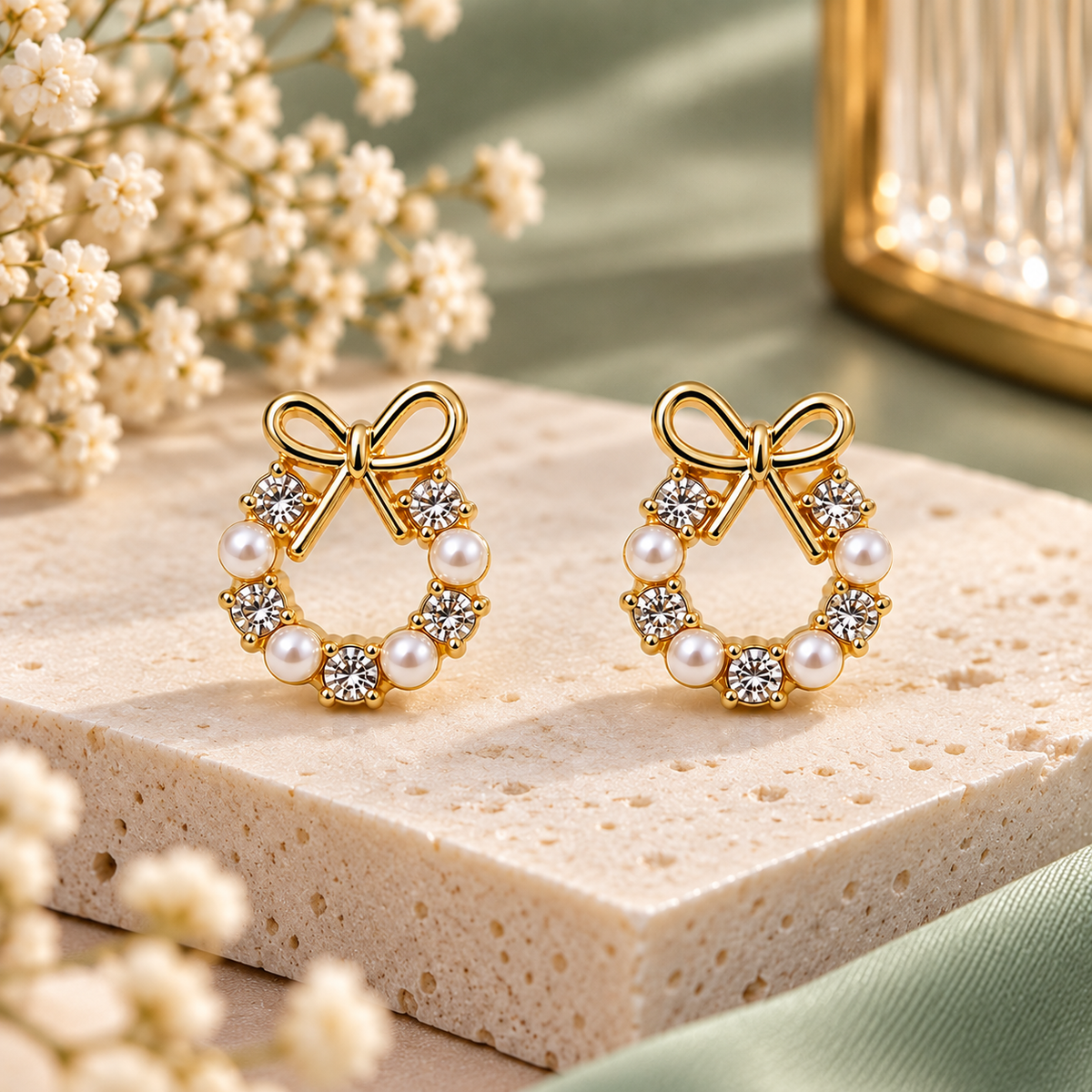 Crystal Hoop Stud Earrings