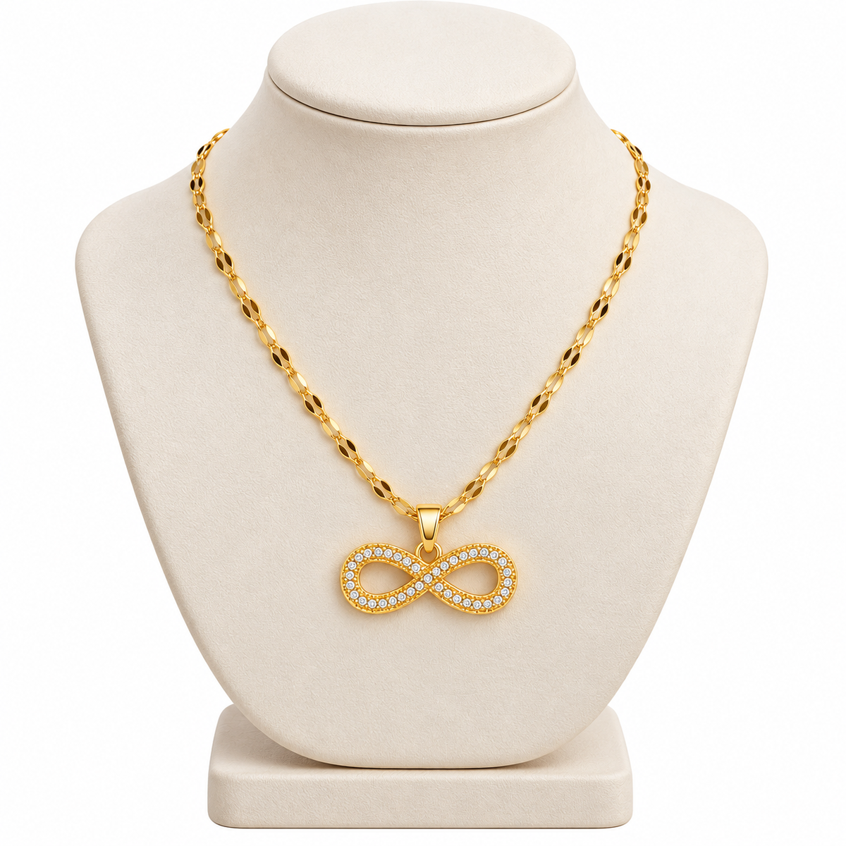 Elegant Pavé Infinity Gold-Tone Necklace for Women