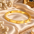 Golden Screw Design Kada Bracelet for Women – Elegant High-Shine Artificial Jewellery