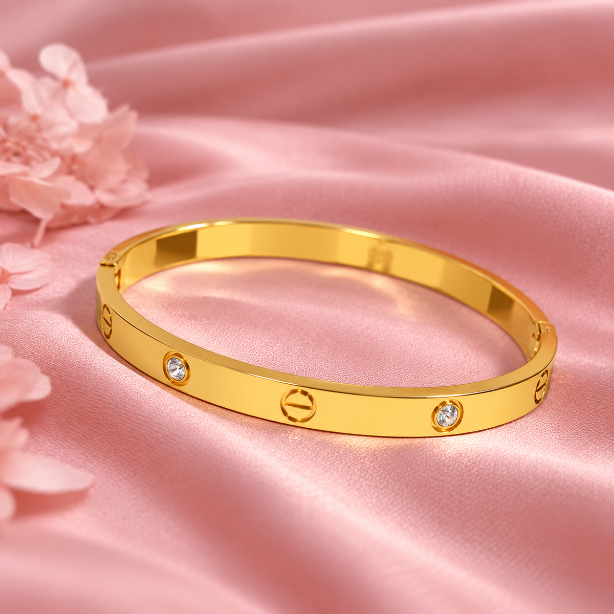 Golden Screw Design Kada Bracelet for Women – Elegant High-Shine Artificial Jewellery