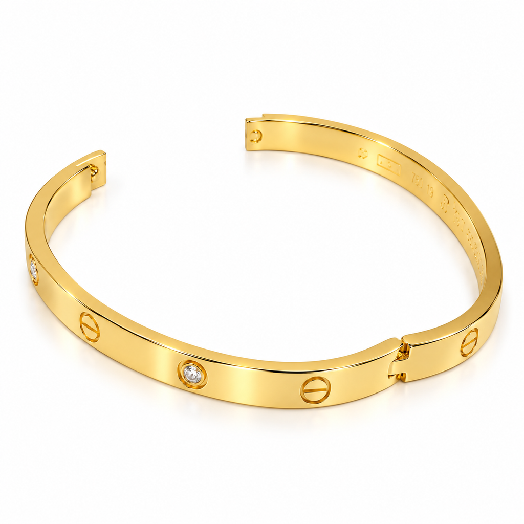 Golden Screw Design Kada Bracelet for Women – Elegant High-Shine Artificial Jewellery