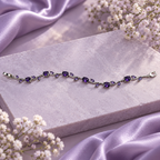 Purple Crystal Vine Bracelet – Elegant Silver-Tone Leaf Design