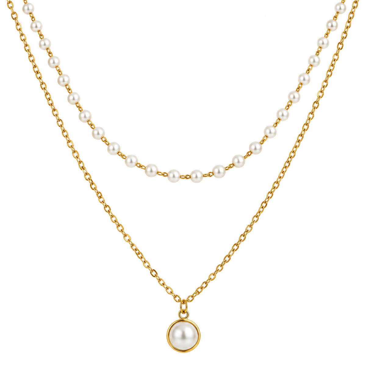 Elegant Pearl Layered Necklace Set for Women – Gold-Tone Artificial Jewellery