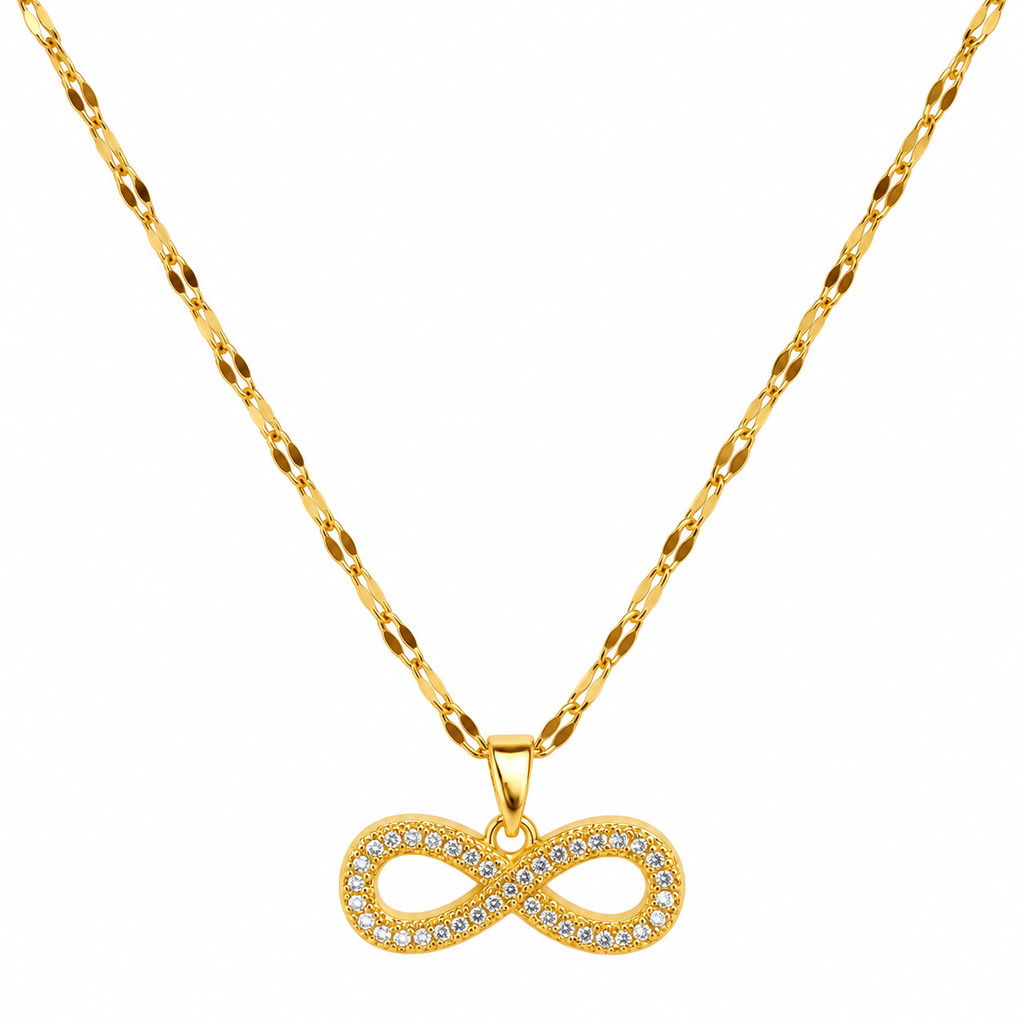 Elegant Pavé Infinity Gold-Tone Necklace for Women