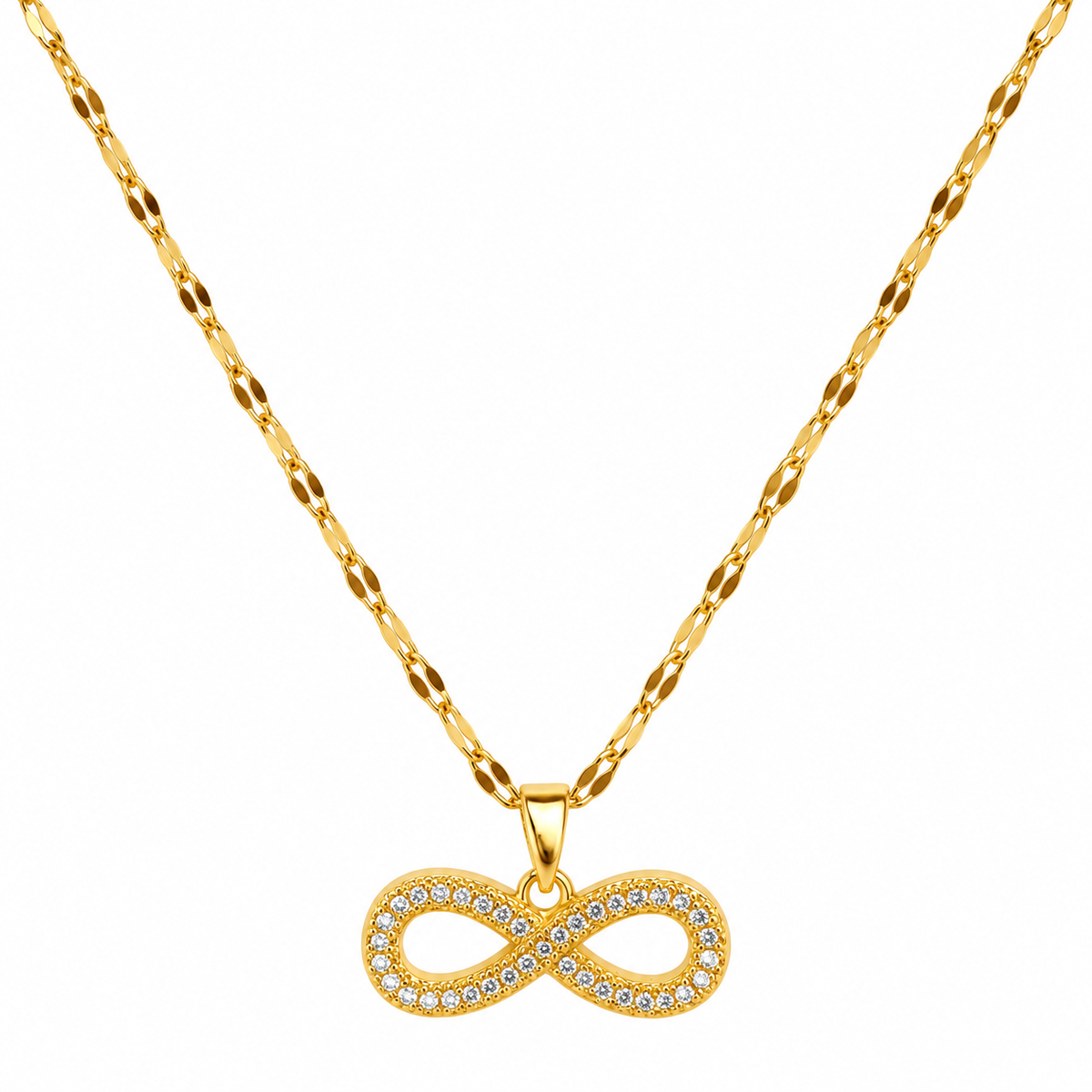 Elegant Pavé Infinity Gold-Tone Necklace for Women
