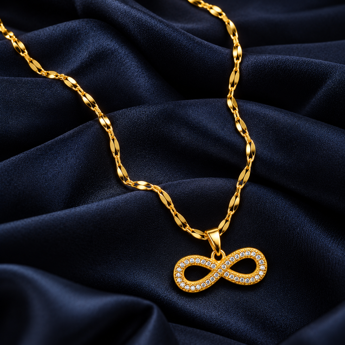 Elegant Pavé Infinity Gold-Tone Necklace for Women