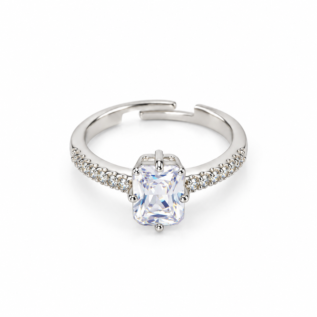 Radiant Crystal Silver-Tone Adjustable Ring – BELVYA