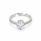 Radiant Crystal Silver-Tone Adjustable Ring – BELVYA