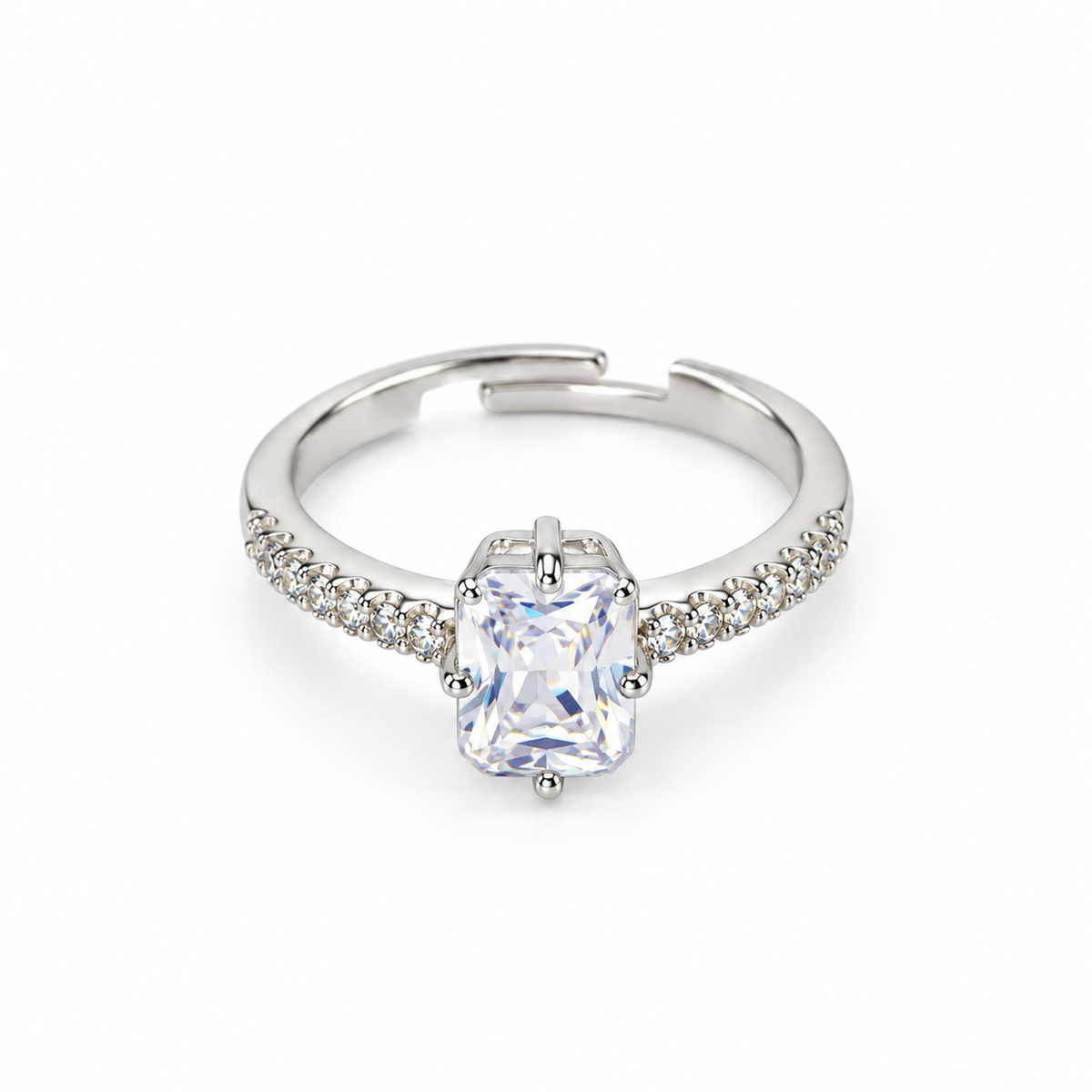 Radiant Crystal Silver-Tone Adjustable Ring – BELVYA