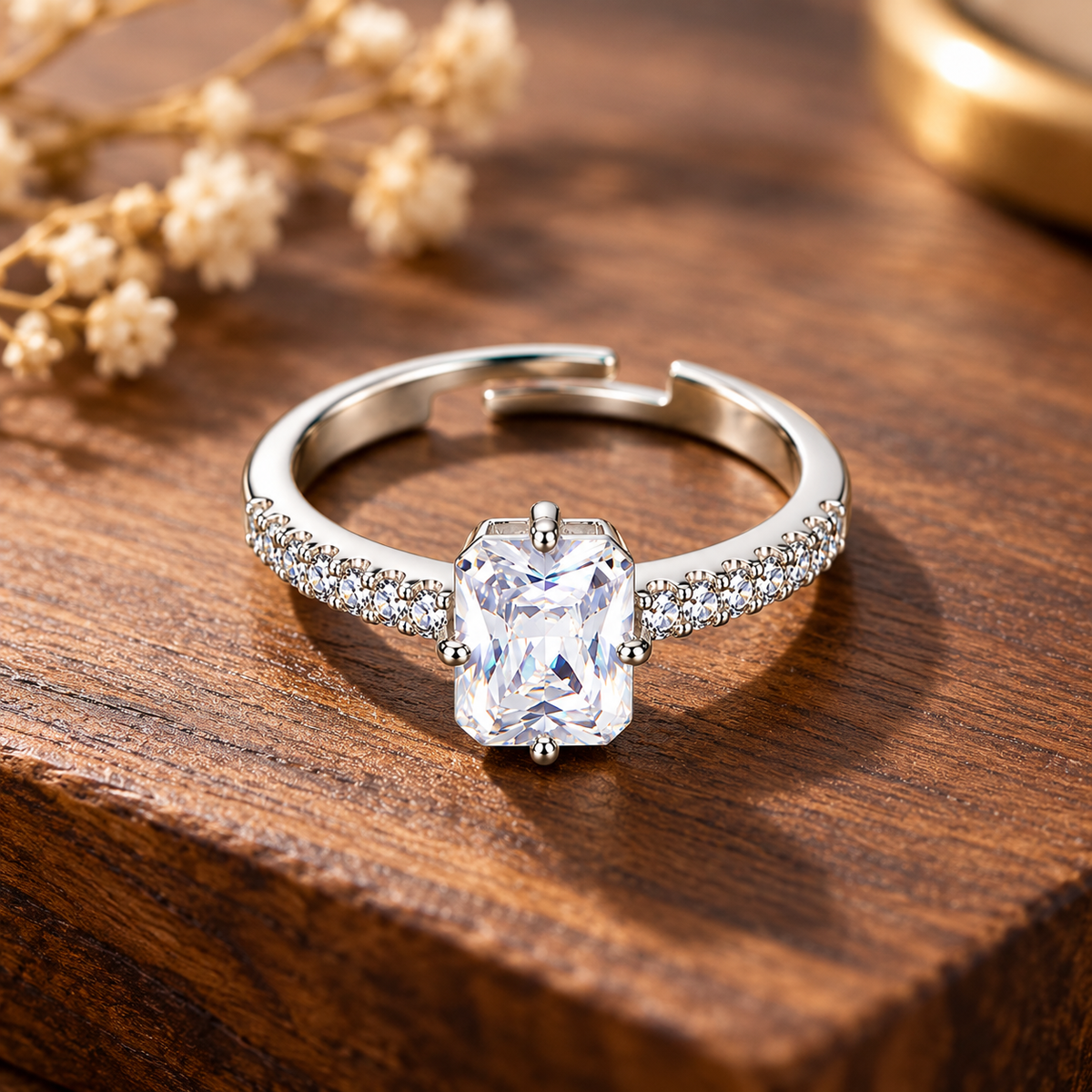 Radiant Crystal Silver-Tone Adjustable Ring – BELVYA
