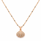 BELVYA Ocean Charm Pearl & Crystal Shell Pendant Necklace