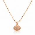BELVYA Ocean Charm Pearl & Crystal Shell Pendant Necklace