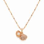 BELVYA Ocean Charm Pearl & Crystal Shell Pendant Necklace