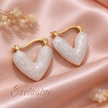 White Pearl Heart Drop Earrings
