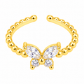 Golden Butterfly Floral Ring for Women – Crystal Stone Embellished Adjustable Artificial Jewellery